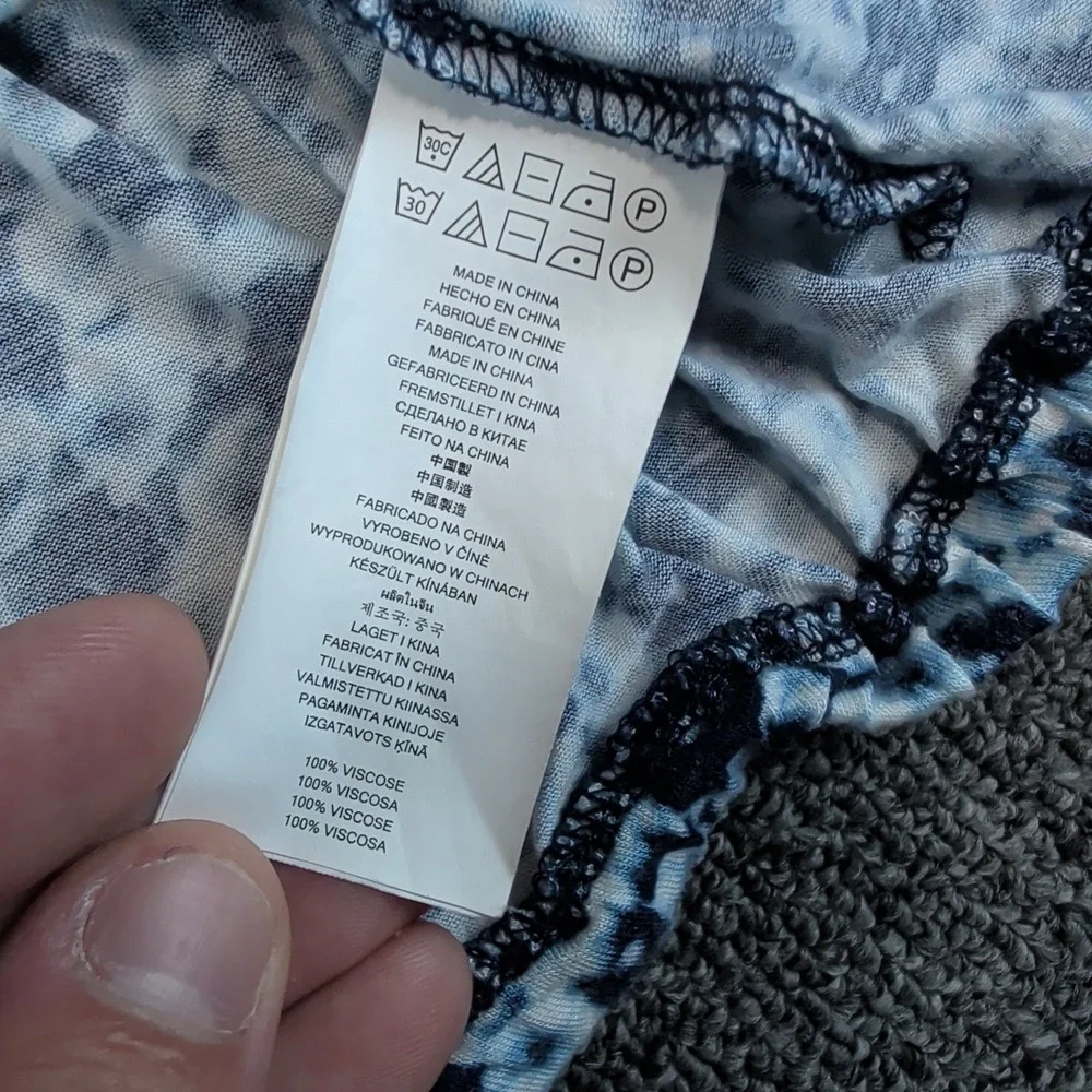 Michael Michael Kors 1X Women Blue Floral Keyhole 3/4 Sleeve Viscose‎ Blouse Top